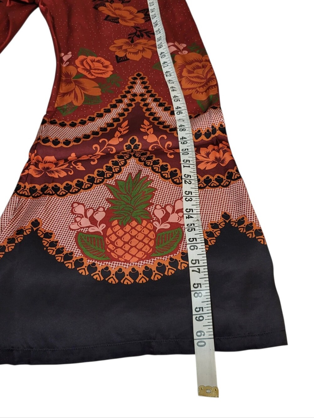 Farm Rio Anthropologie One Shoulder Jumpsuit Sz M Red Floral Satin Boho Festival - Picture 10 of 16